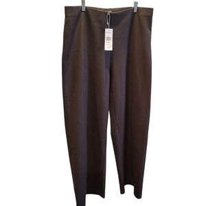 Eileen Fisher Brown Felted Wool Wide Leg Trouser Pants Side Zipper Size XLarge